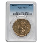 1870-S $20 Liberty Gold Double Eagle AU-50 PCGS