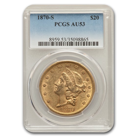 1870-S $20 Liberty Gold Double Eagle AU-53 PCGS 1870-S $20 Liberty Gold Double Eagle AU-53 PCGS