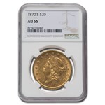 1870-S $20 Liberty Gold Double Eagle AU-55 NGC