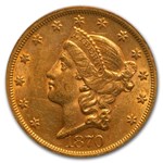 1870-S $20 Liberty Gold Double Eagle AU-58 PCGS