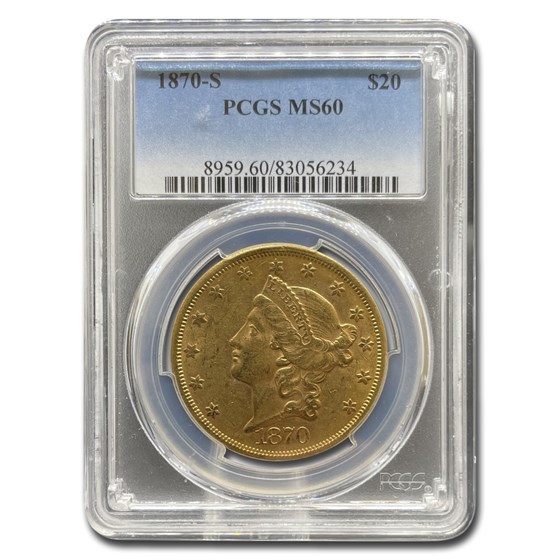 1870-S $20 Liberty Gold Double Eagle MS-60 PCGS 1870-S $20 Liberty Gold Double Eagle MS-60 PCGS