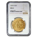 1870-S $20 Liberty Gold Double Eagle MS-61 NGC