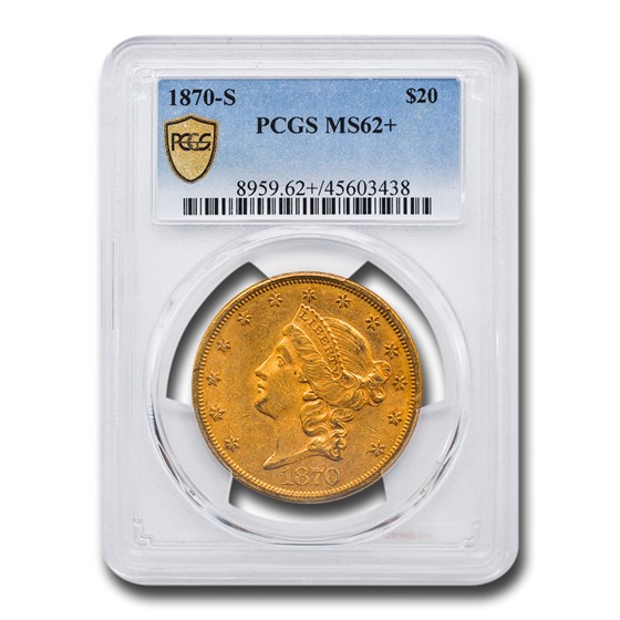 1870-S $20 Liberty Gold Double Eagle MS-62+ PCGS