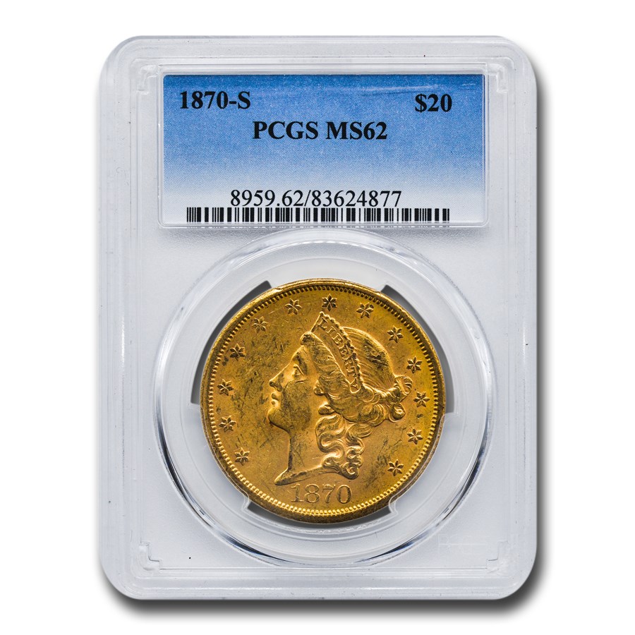 1870-S $20 Liberty Gold Double Eagle MS-62 PCGS
