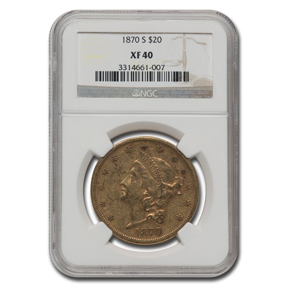 1870-S $20 Liberty Gold Double Eagle XF-40 NGC 1870-S $20 Liberty Gold Double Eagle XF-40 NGC