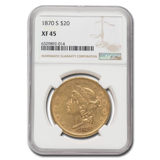 1870-S $20 Liberty Gold Double Eagle XF-45 NGC