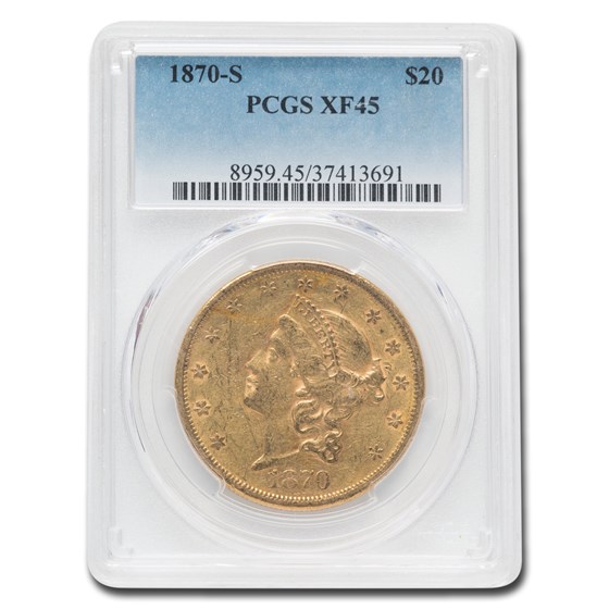 1870-S $20 Liberty Gold Double Eagle XF-45 PCGS 1870-S $20 Liberty Gold Double Eagle XF-45 PCGS