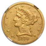1870-S $5 Liberty Gold Half Eagle XF-40 NGC