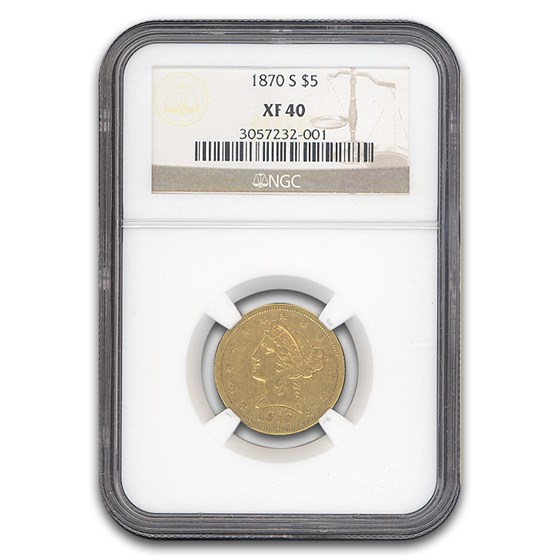1870-S $5 Liberty Gold Half Eagle XF-40 NGC