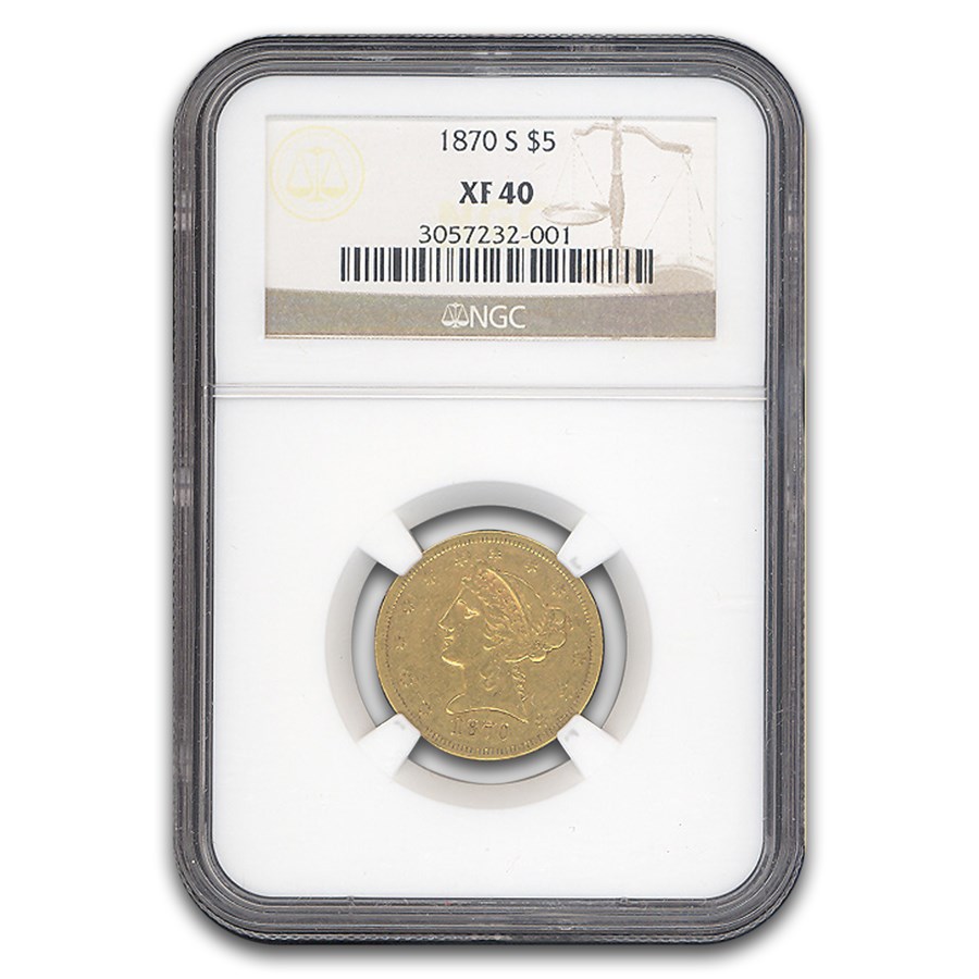 1870-S $5 Liberty Gold Half Eagle XF-40 NGC