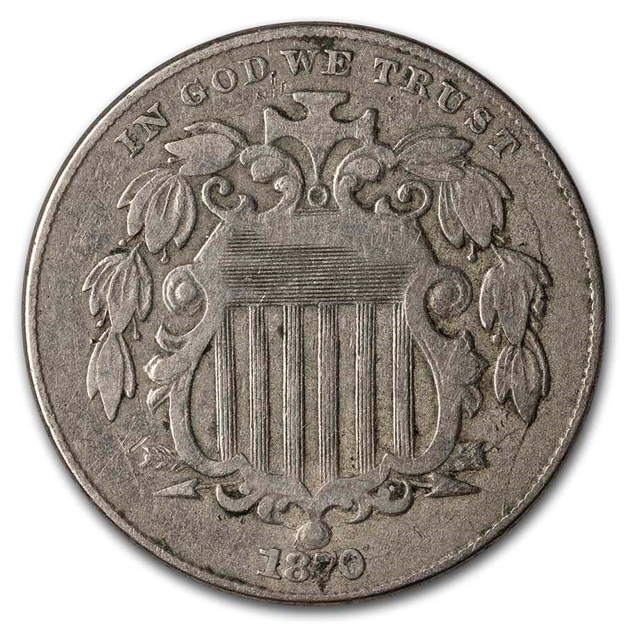 1870 Shield Nickel Fine