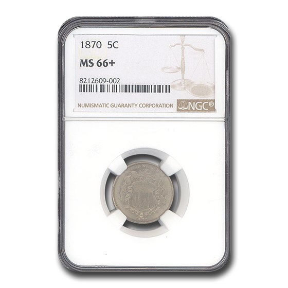 1870 Shield Nickel MS-66+ NGC