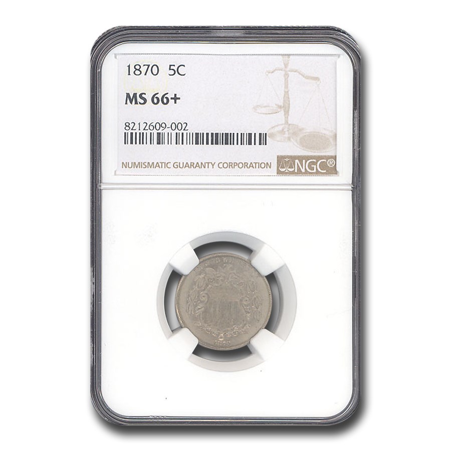 1870 Shield Nickel MS-66+ NGC