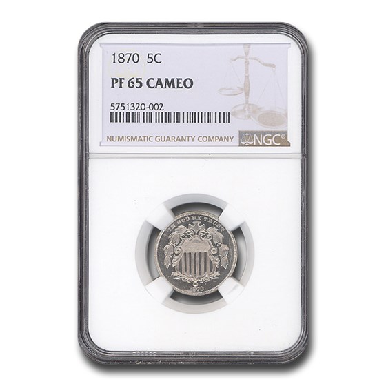 1870 Shield Nickel PF-65 Cameo NGC 1870 Shield Nickel PF-65 Cameo NGC
