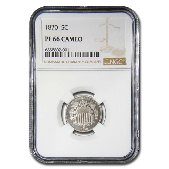1870 Shield Nickel PF-66 Cameo NGC 1870 Shield Nickel PF-66 Cameo NGC