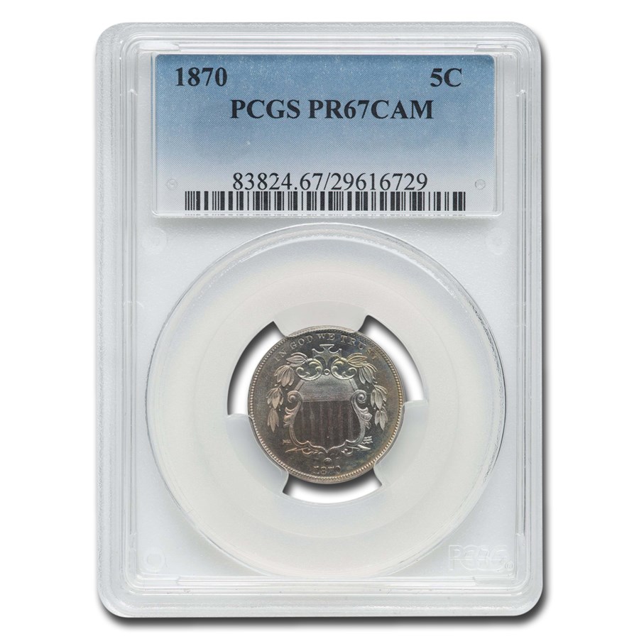 1870 Shield Nickel PR-67 Cameo PCGS