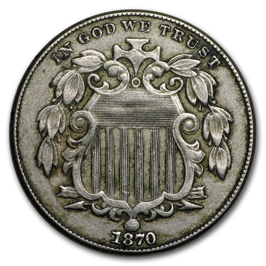 1870 Shield Nickel XF