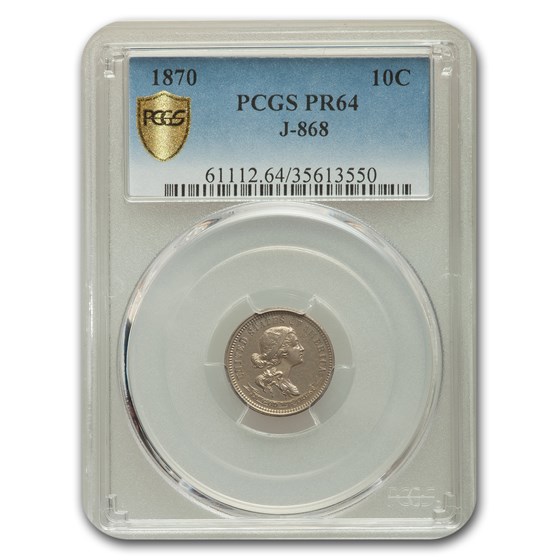 1870 Standard Silver Dime Pattern PR-64 PCGS (J-868) 1870 Standard Silver Dime Pattern PR-64 PCGS (J-868)