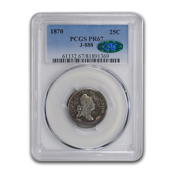 1870 Standard Silver Quarter Pattern PR-67 PCGS CAC (J-888) 1870 Standard Silver Quarter Pattern PR-67 PCGS CAC (J-888)
