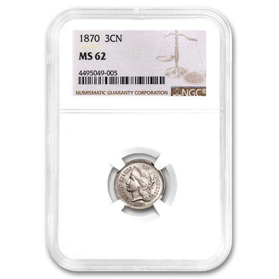 1870 Three Cent Nickel MS-62 NGC 1870 Three Cent Nickel MS-62 NGC