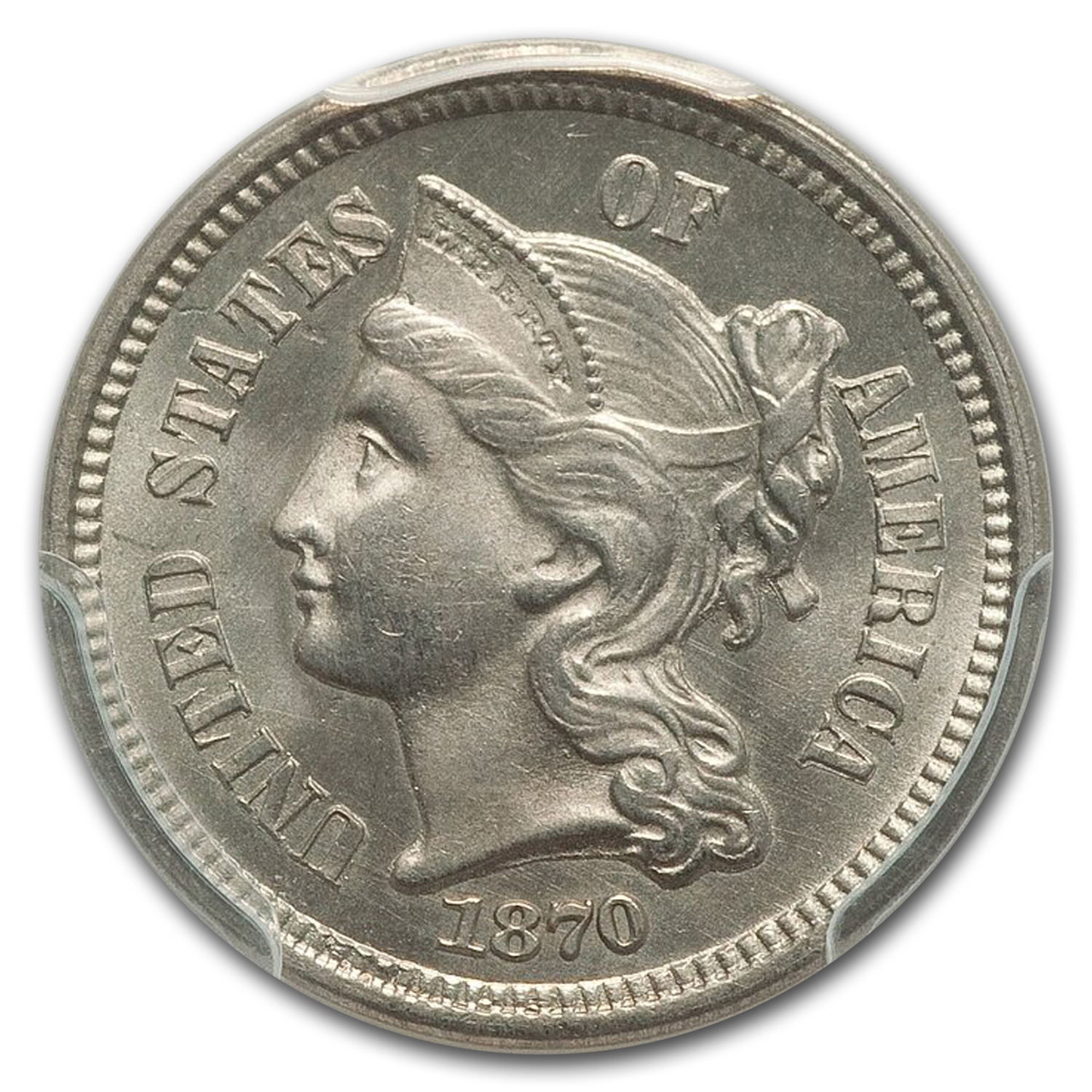 1870 (None) Phil Three Cent Nickel Closed 3 Value | - APMEX