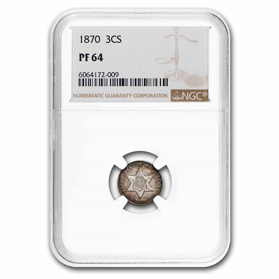 1870 Three Cent Silver PF-64 NGC