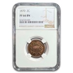 1870 Two Cent Piece PF-66 NGC (Brown)