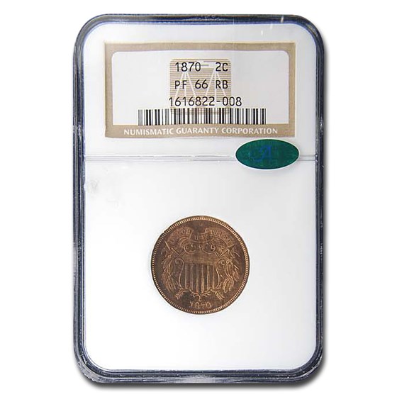 1870 Two Cent Piece PF-66 NGC CAC (Red/Brown)
