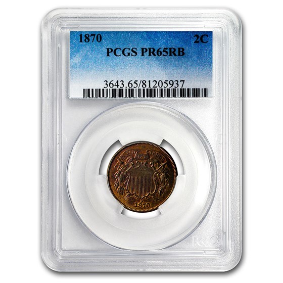 1870 Two Cent Piece PR-65 PCGS (Red/Brown) 1870 Two Cent Piece PR-65 PCGS (Red/Brown)