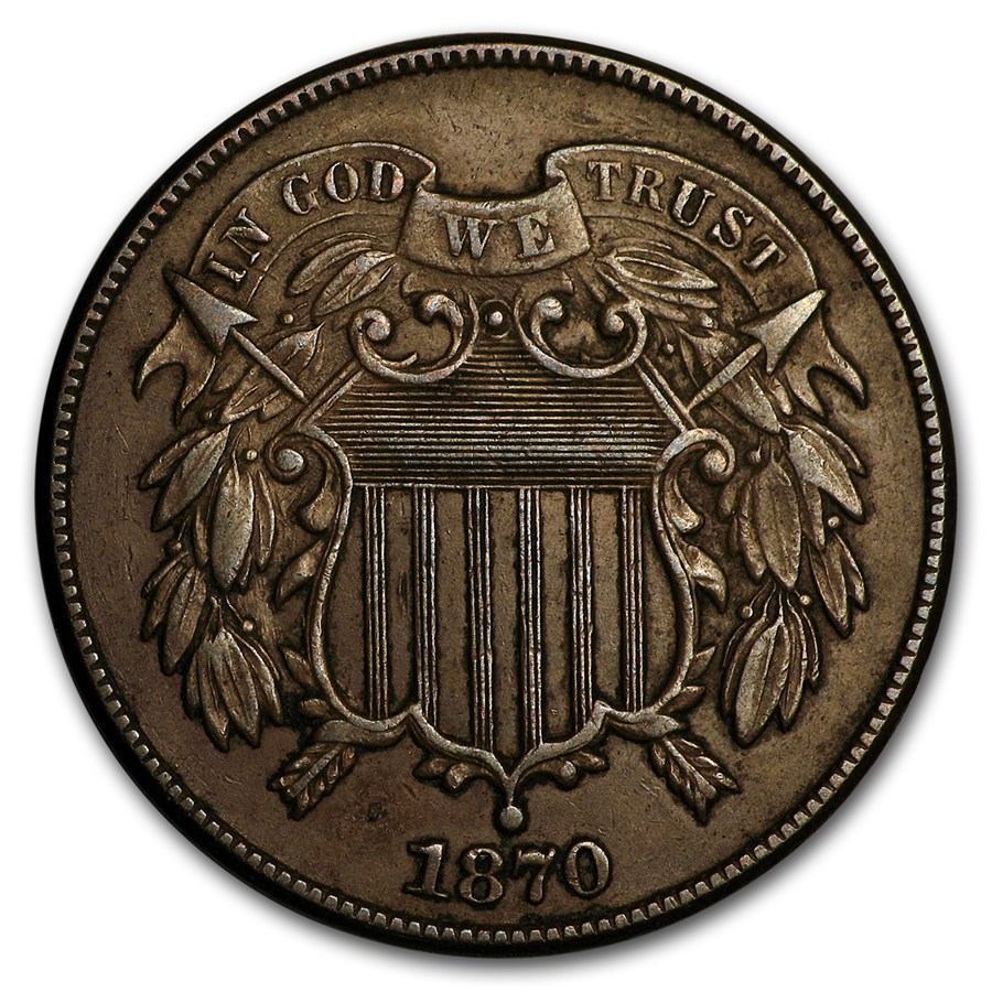 1870 Two Cent Piece XF