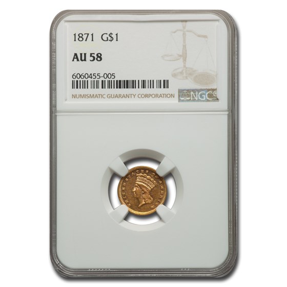1871 $1 Indian Head Gold AU-58 NGC 1871 $1 Indian Head Gold AU-58 NGC