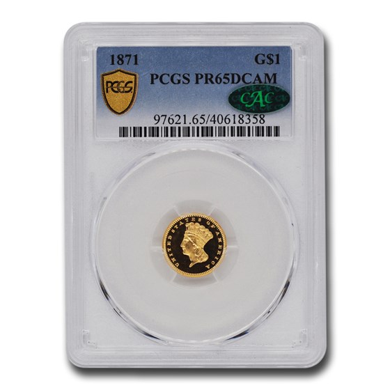 1871 $1 Indian Head Gold PR-65 DCAM PCGS CAC 1871 $1 Indian Head Gold PR-65 DCAM PCGS CAC