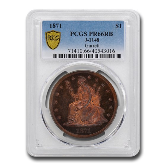 1871 $1 Pattern PR-66 PCGS (Red/Brown, J-1148)