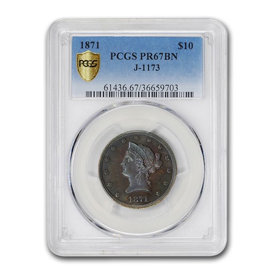 1871 $10 Pattern PR-67 Brown PCGS (Judd-1173)