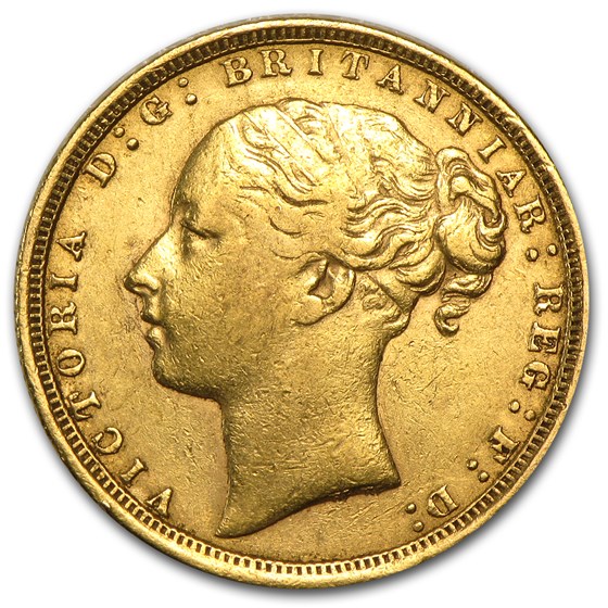 1871-1885 Great Britain Gold Sovereign Young Victoria Avg Circ