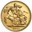 1871-1887 Great Britain Gold Sovereign Young Victoria AU