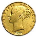 1871-1887-S Australia Gold Sovereign Victoria Shield Avg Circ