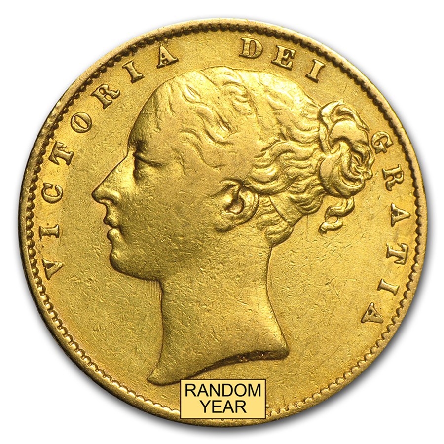 1871-1887-S Australia Gold Sovereign Victoria Shield Avg Circ