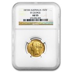 1871-1887-S Australia Gold Sovereign Young Victoria AU