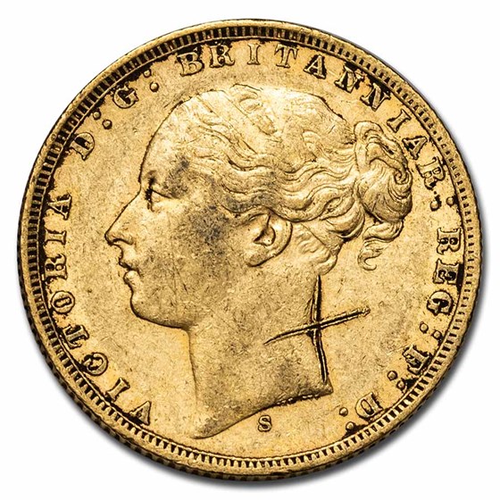1871-1887-S Australia Gold Sovereign Young Victoria XF (Scruffy) 1871-1887-S Australia Gold Sovereign Young Victoria XF (Scruffy)