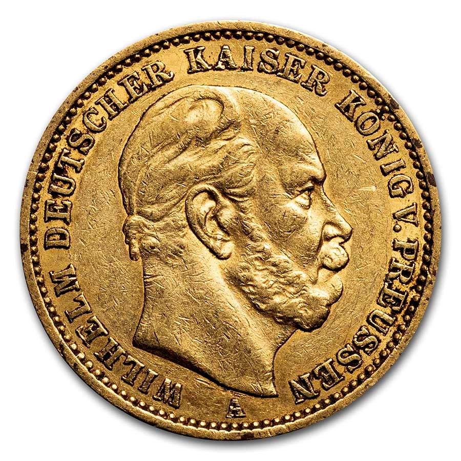 1871-1888 Germany Gold 20 Marks Prussia Wilhelm I Avg Circ