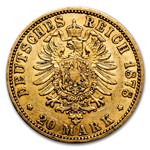 1871-1888 Germany Gold 20 Marks Prussia Wilhelm I Avg Circ