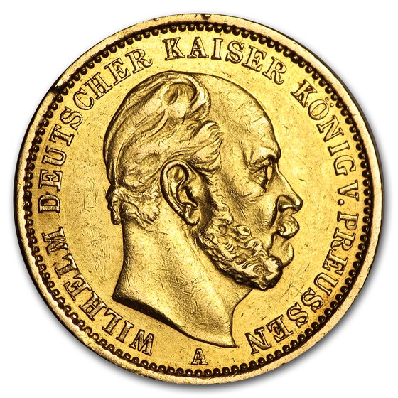 1871-1888 Germany Gold 20 Marks Prussia William I XF (Scruffy)