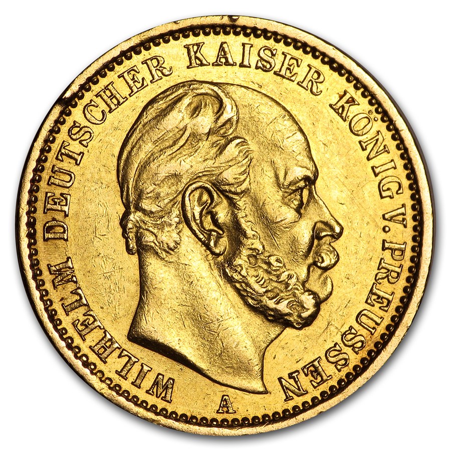 1871-1888 Germany Gold 20 Marks Prussia William I XF (Scruffy)