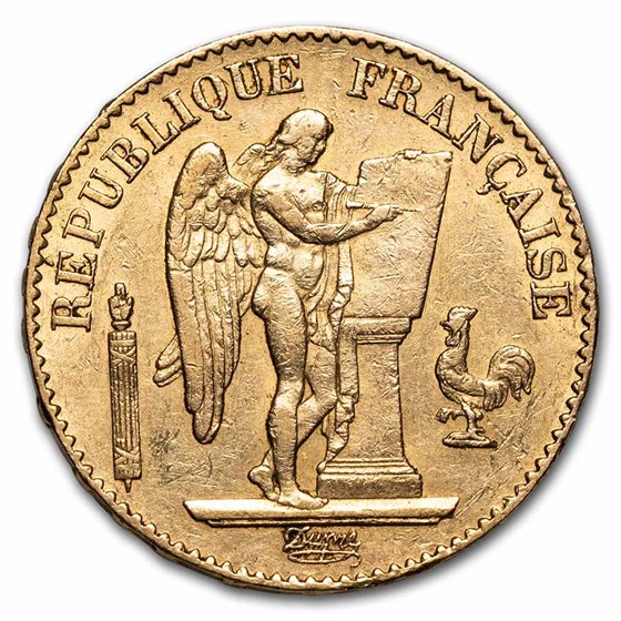 1871-1898 France Gold 20 Francs Lucky Angel (AU) 1871-1898 France Gold 20 Francs Lucky Angel (AU)