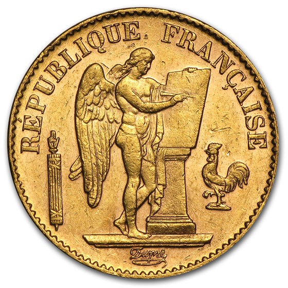 1871-1898 France Gold 20 Francs Lucky Angel (BU)