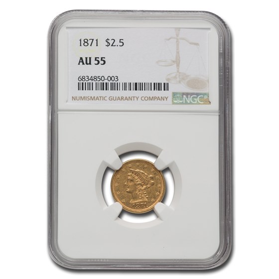 1871 $2.50 Liberty Gold Quarter Eagle AU-55 NGC 1871 $2.50 Liberty Gold Quarter Eagle AU-55 NGC
