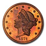 1871 $20 Liberty Double Eagle Pattern PR-64 PCGS (RB, J-1176)