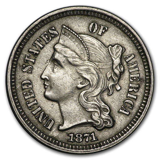 1871 3 Cent Nickel AU 1871 3 Cent Nickel AU