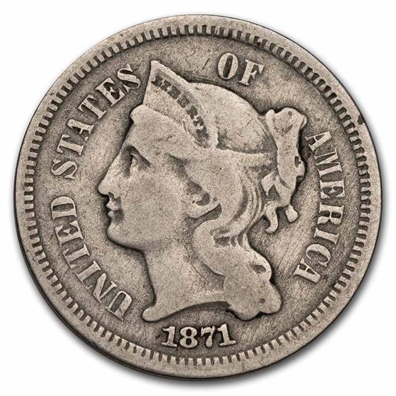 1871 3 Cent Nickel Fine 1871 3 Cent Nickel Fine